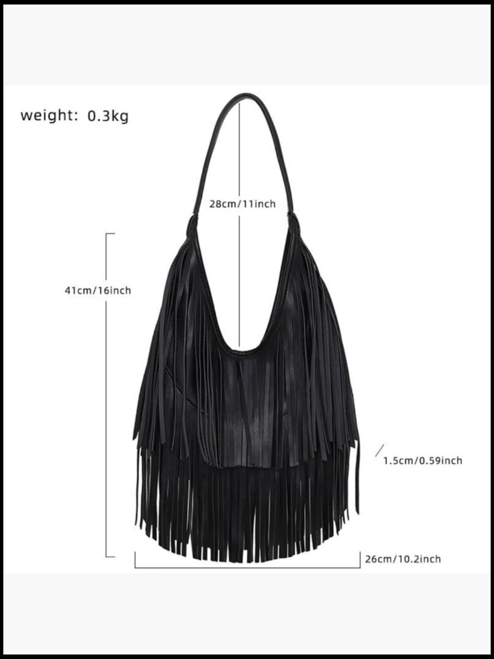 Fringe Hobo Shoulder Bag Crossbody Handbag Vintage Western Hippie Boho Purse - Picture 4 of 7